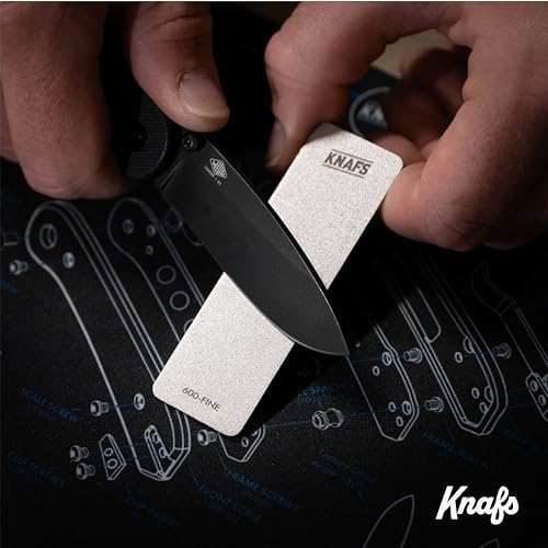 Knafs - Mini Pocket Knife Sharpener - Diamond Stone, Two-Sided Grit - 600 (Fine) and 400 (Medium)
