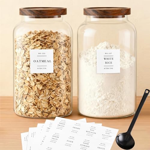 Large Glass Jar With Lid,1PACK 95oz/2800ml Clear Glass Food Storage Containers with Airtight Bamboo Lid Stackable Kitchen Canisters for Candy,Cookie,Rice,Sugar,Flour,Nuts and Spice Jars