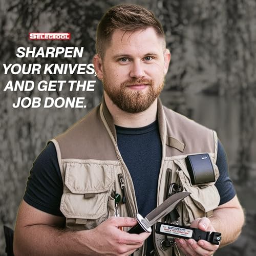 SELECTOOL Multi-Purpose Knife & Tool Sharpener – Manual Sharpener for Kitchen Knives, Pocket Knives, Scissors, Axes & Garden Tools – Made in USA, 1 Pc