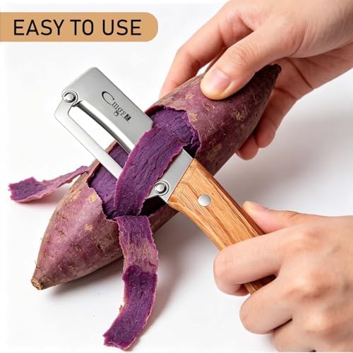 Left-Handed Vegetable Peeler Wooden Stainless Blade for Fruit Potato