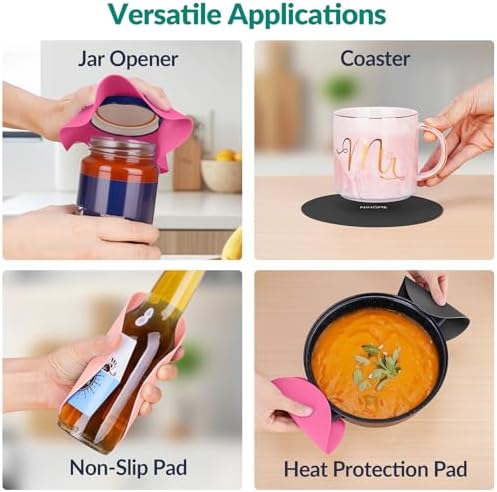 NiHome Silicone Jar Opener Gripper Pads, 6 in for Seniors, Pink Series, 4PC