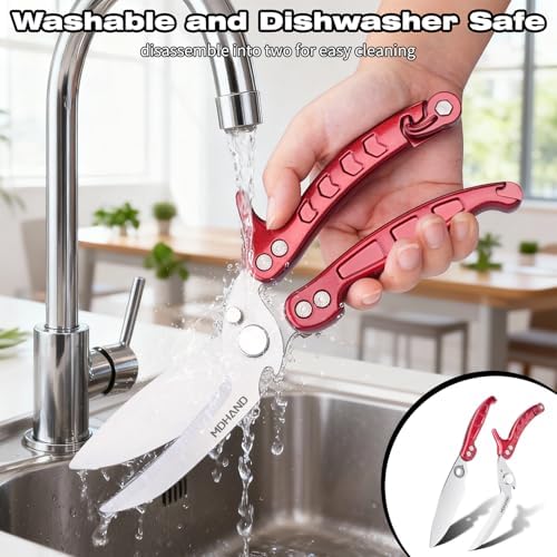 Heavy Duty Poultry Shears - Food Kitchen Scissors for Chicken and Meat Cutting - Dishwasher Safe Kitchen Shears with Anti-Slip Handle & Safety Lock