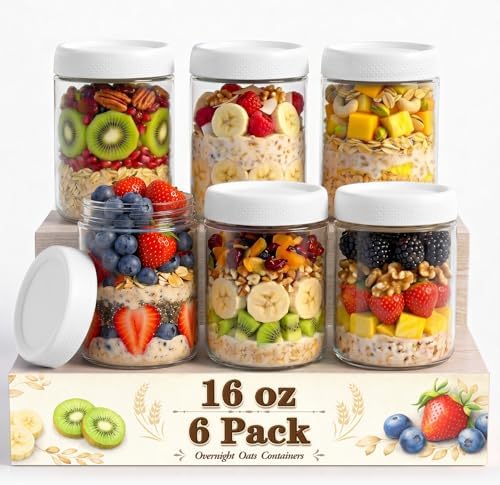 Yogurt Containers with Lid, Overnight Oats Container, Parfait Cups with Lid