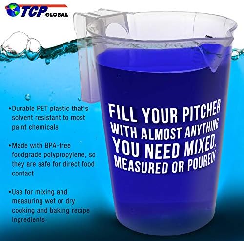 TCP Global 5 Liter (5000ml) Plastic Graduated Measuring and Mixing