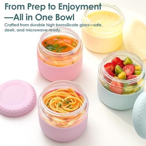 24 oz/3 Cup Glass Lunch Bowl Containers with Lids, 2 Pack, BPA-Free