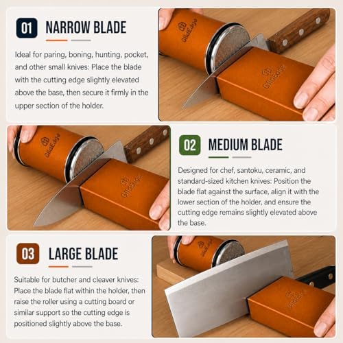 Rolling Knife Sharpener with Diamond, Ceramic & Stainless Steel Discs