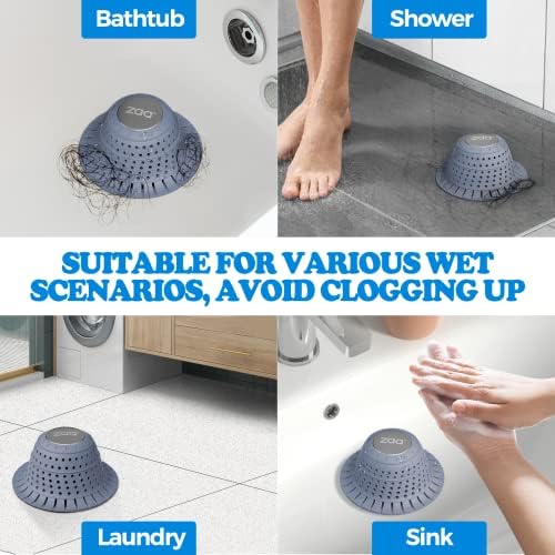 zaa Bathtub Drain Hair Catcher, 2 Pack Silicone Collapsible Bathtub Drain Cover Hair Catcher and Protector for Pop-Up & Regular Drains of Shower, Bathtub, Tub, Bathroom, Sink