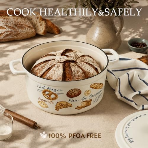 CAROTE Enameled Cast Iron Dutch Oven, 5QT Pot with Lid & Gift Box