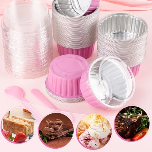 60Pcs Mini Loaf Cake Pans with Lids and Spoons