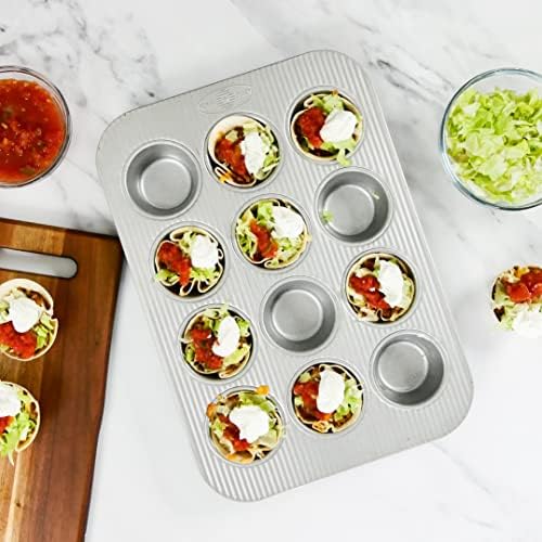 USA Pan Bakeware Muffin Pan, 12-Well, Set of 2, Aluminized Steel (Pack of 3)
