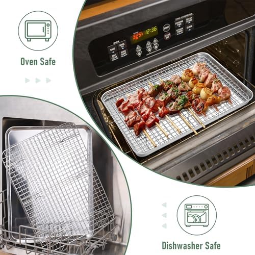 Homikit Half Baking Sheet with Wire Rack (1 Pan+1 Cooling Rack), 18" x 13"