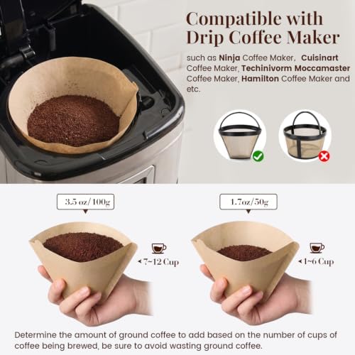 Clinuse 200Pcs #4 Cone Coffee Filters 8-12 Cup Compatible with Ninja Maker