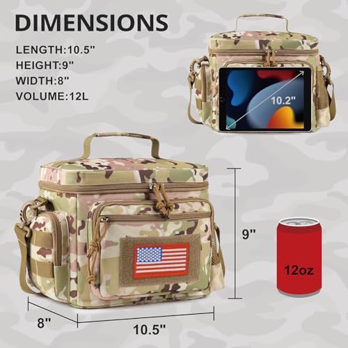 Lunch Box for Men, 12L Leakproof Tactical Lunch Bag Large Cooler for work
