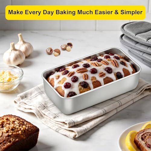 Homikit 9x5 Inches Stainless Steel Loaf Pan Set of 2, Non Toxic Bread Pans