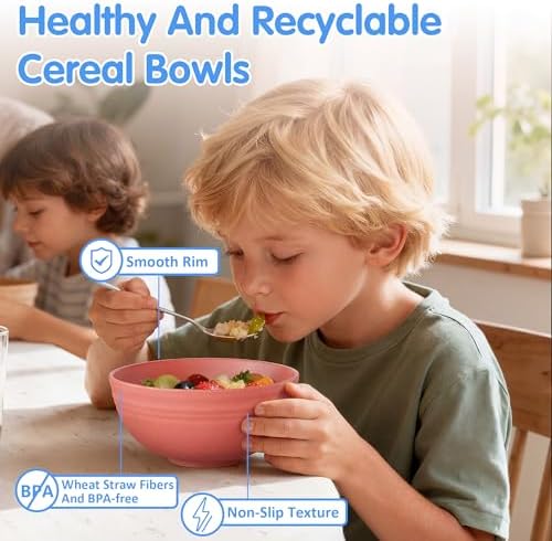 Quatish 4 PCS Cereal Bowls, Plastic Bowls, Small Snack Soup Kitchen Bowl