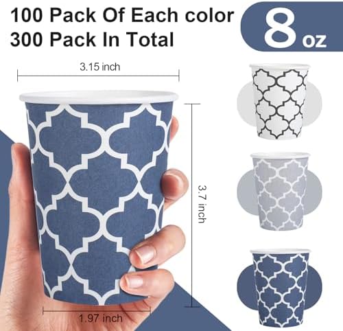 Clawsoff 300 Pack Paper Cups 8 oz, Disposable Coffee Cups 8 OZ