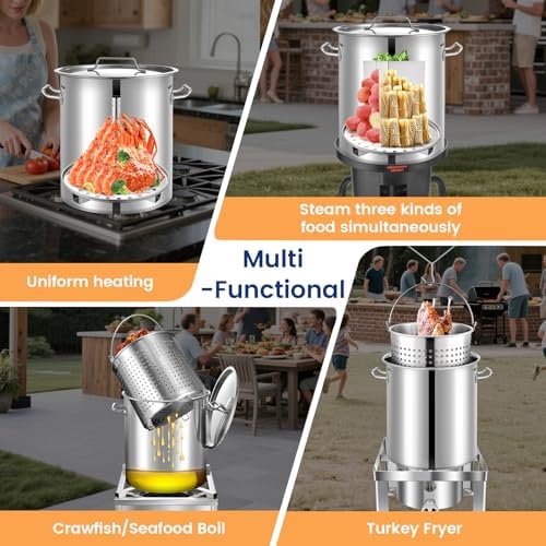 ARC 32QT Stainless Steel Stock pot 6-Piece For Seafood Boil Pot with Basket