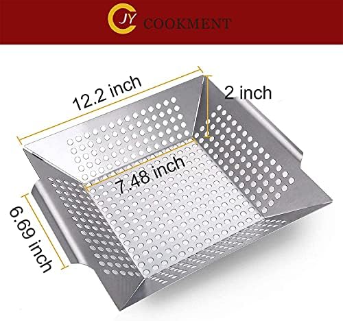 Grill Basket- Stainless Steel Grilling Basket for Indoor and Outdoor Use