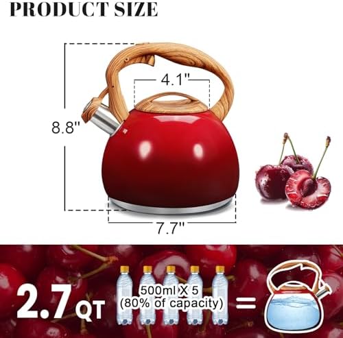 GGC Whistling Tea Kettle for Stove Top, 3.2QT/3L Stainless Steel Tea Kettle