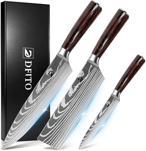 Dfito Kitchen Knife Set 3 Pieces, Professional Chef Knives Set Gift Box