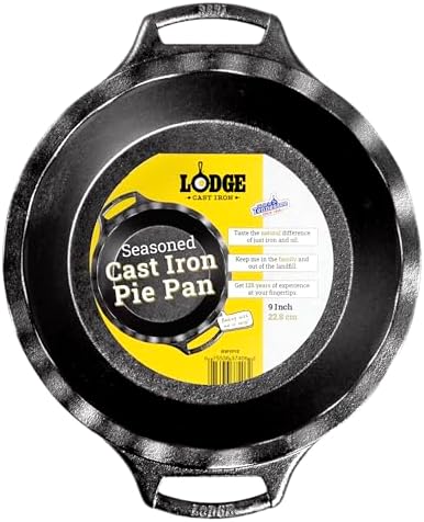 Lodge Pre-Seasoned Cast Iron Pie Pan with Dual Handles, 9 Inches
