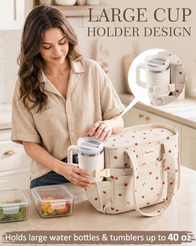 Bagstellar Corduroy Lunch Box for Women Insulated Lunch Bag Cooler Tote Bag