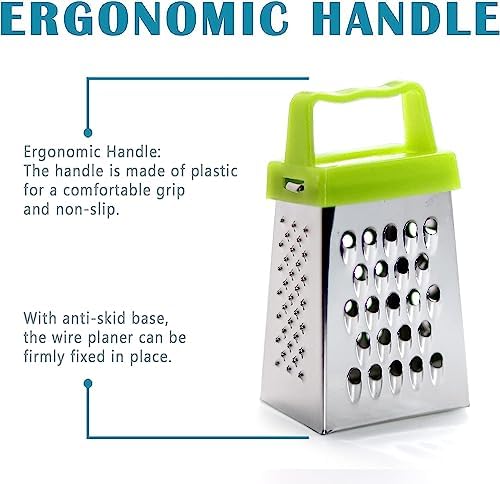 3Pcs Mini Cheese Grater, Professional Box Grater, Stainless Steel with 4 Sides, Small Box Graters for Kitchen Slicer Cheese/Ginger/Vegetable