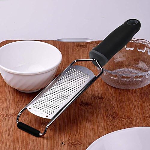 Wide Lemon Zester & Cheese Grater, 18/8 Stainless Steel with Cover, Black