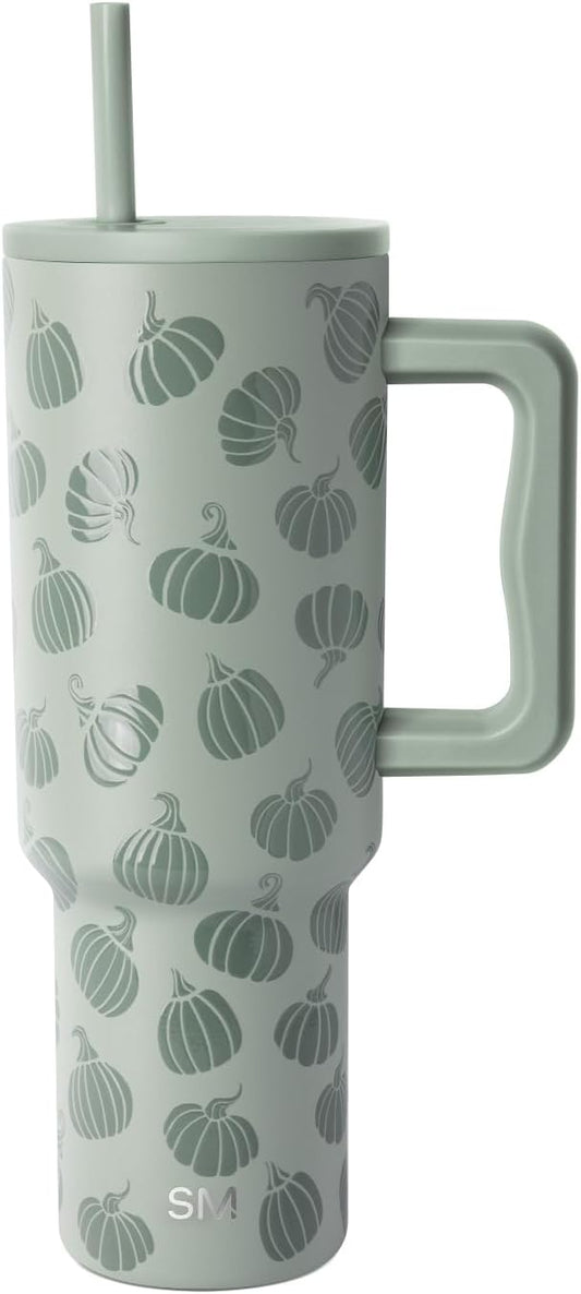 Simple Modern Halloween 40 oz Trek Tumbler with Handle and Straw Lid | Cup Holder Friendly Insulated Stainless Steel Travel Mug | Gourdgeous Green
