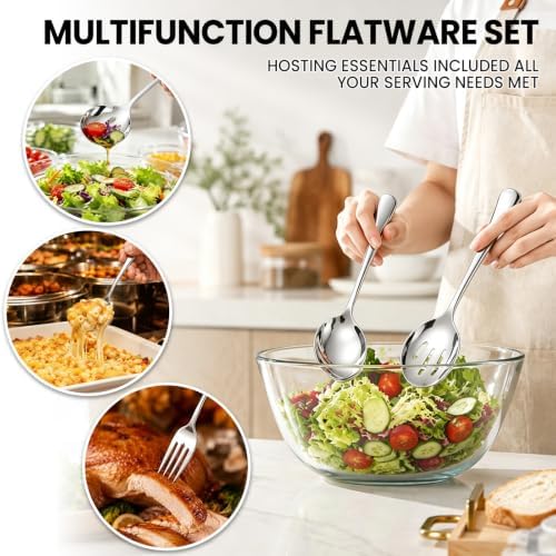 12-Pc Silver Serving Utensils Set, Serving Spoons for Buffet