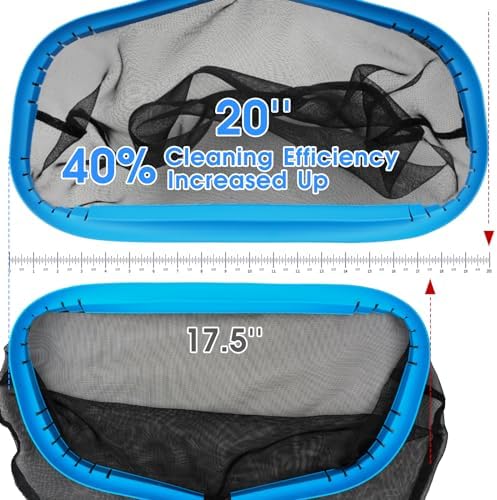TidyMister 20'' Self-Repair Pool Skimmer Net Pool Cleaning Net with Heavy Duty Nylon Mesh, Aluminum Frame, Deep Debris Bag, for Above Ground Pool In-ground Pool Leaf Rake Net (Without Pole)