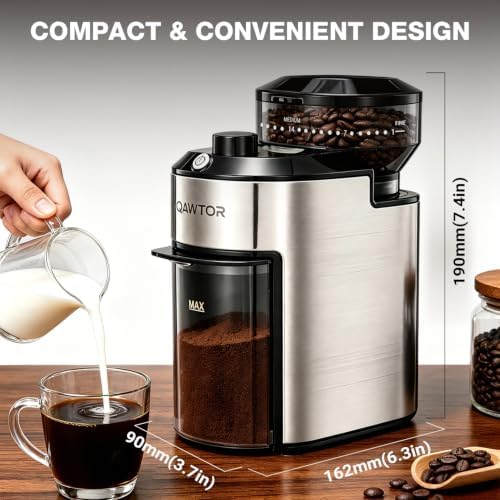 Electric Burr Coffee Grinder with 28 Precise Grind Settings, 2-12 Cup Auto-Stop, Flat Burr Coffee Bean Grinder for French Press, Espresso & Drip Coffee, Professional Coffee Machine for Home Use