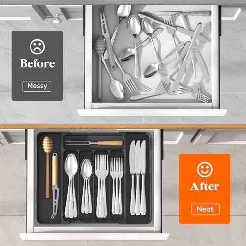 Lifewit Silverware Organizer for Drawer, Expandable Utensil Tray