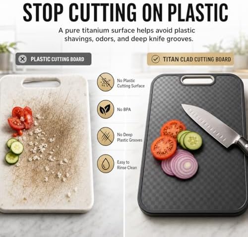 Titanium Cutting Board for Kitchen, Cutting Board Double Sided Food Grade, Pure Titanium and Wheat Straw PP, Scratch Resistant, Non Toxic Chopping Board, Dishwasher Safe, Easy to Clean Large Size
