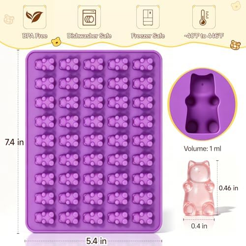 Gummy Molds Gummy Bear Mold - Mini Size Chocolate Candy Molds with 2 Droppers Nonstick Food Grade Silicone Molds Pack of 4