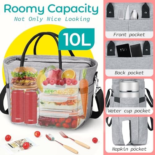 KIPBELIF Cute&Classy Roomy Insulated Lunch Bags for Women - Stylish & Functional Large Tote Adult Lunch Box for Working & Picnic