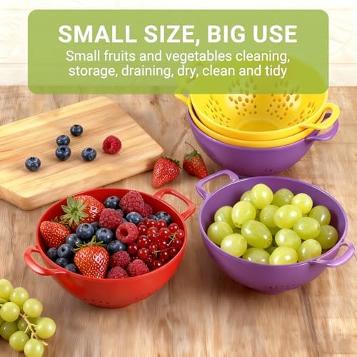4pcs Small Colander Set, 7.5in Mini Colander, Plastic Food Strainer with Double Handles for Fruits, Vegetables, Pasta - Send Goods from Local Warehouse