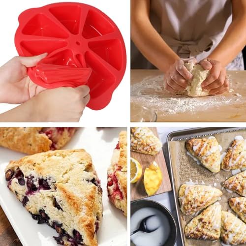 SHEbaking Scone Pan Silicone Scone Molds Scone Pans for Baking 8-Cavity Wedge Pan Slice Cake Mold for Pie,Pizza,Brownies BPA free