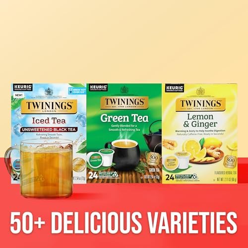 Twinings Green Tea K-Cup Pods for Keurig, 24 Count (Pack of 1), Smooth Flavour, Enticing Aroma, Caffeinated, Enjoy Hot or Iced