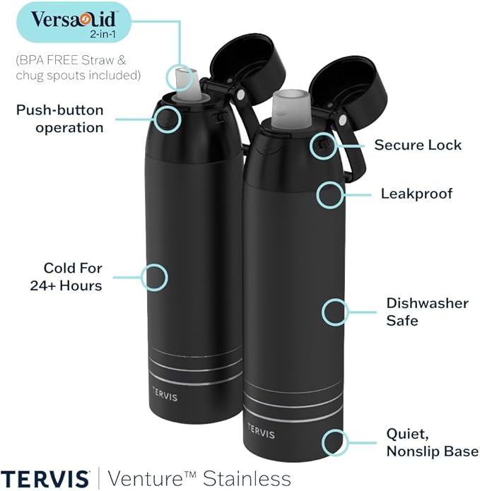 Tervis Venture Water Bottle Sara Berrenson - Kalani Peacock Triple Insulated Tumbler Travel Cup Keeps Drinks Cold & Hot, 26oz, Stainless Steel