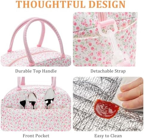MEXS Lunch Bag for Women Reusable Lunch Box Quilted Puffer Large Capacity Insulated Cooler Tote Bags Work Travel Picnic