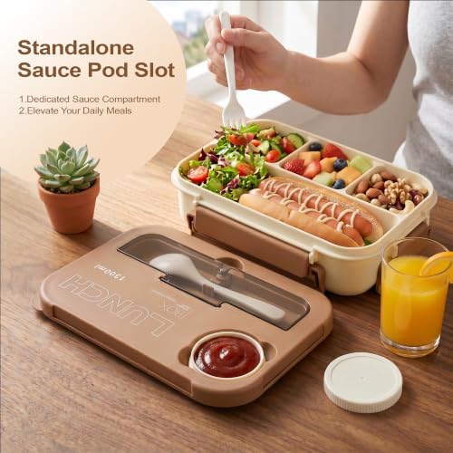 Bento Box Adult Lunch Box, Lunch Containers for Adults 44.5 Oz/5 Cup, Khaki