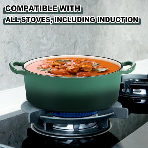 E-far 7QT Oval Dutch Oven Pot with Lid, Enameled Cast Iron Dutch Oven
