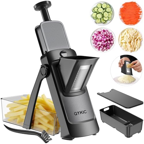QYKIC Mandoline Slicer for Kitchen, Adjustable 0.1-8mm (S4 Black)