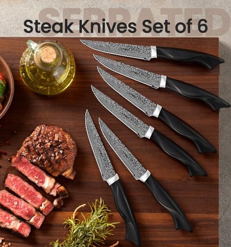 Knife Set, 15 Pieces Kitchen Knife Set with Built in Sharpener, High Carbon German Stainless Steel Knife Block Set, Dishwasher Safe, Fathers Day Gift for Men