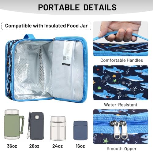 MIER 9-Can Mini Lunchbox Cooler Small Lunch Box Bag for Kids, Blue Fish