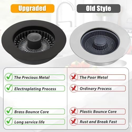 Anlige Kitchen Sink Drain Strainer, 3 in 1 Pop Up Kitchen Sink Stopper