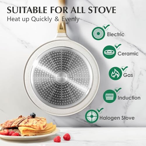 SENSARTE 10 Inch Nonstick Crepe Pan Ceramic Coating Pancake Pan White