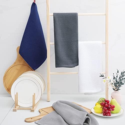 Homaxy 100% Cotton Waffle Weave Kitchen Dish Towels 8-Pack, Light Gray