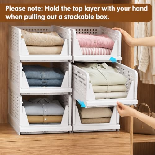 Upgraded Closet Organizers and Storage, Stackable Closet Organizer Basket